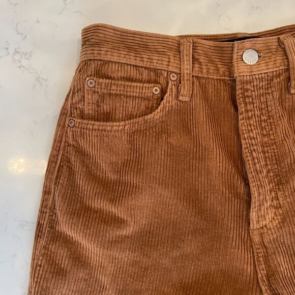 Denim Forum The Joni Hi Rise Loose Corduroy Cotton Pants Golden Brown Sz 26 - Picture 6 of 16